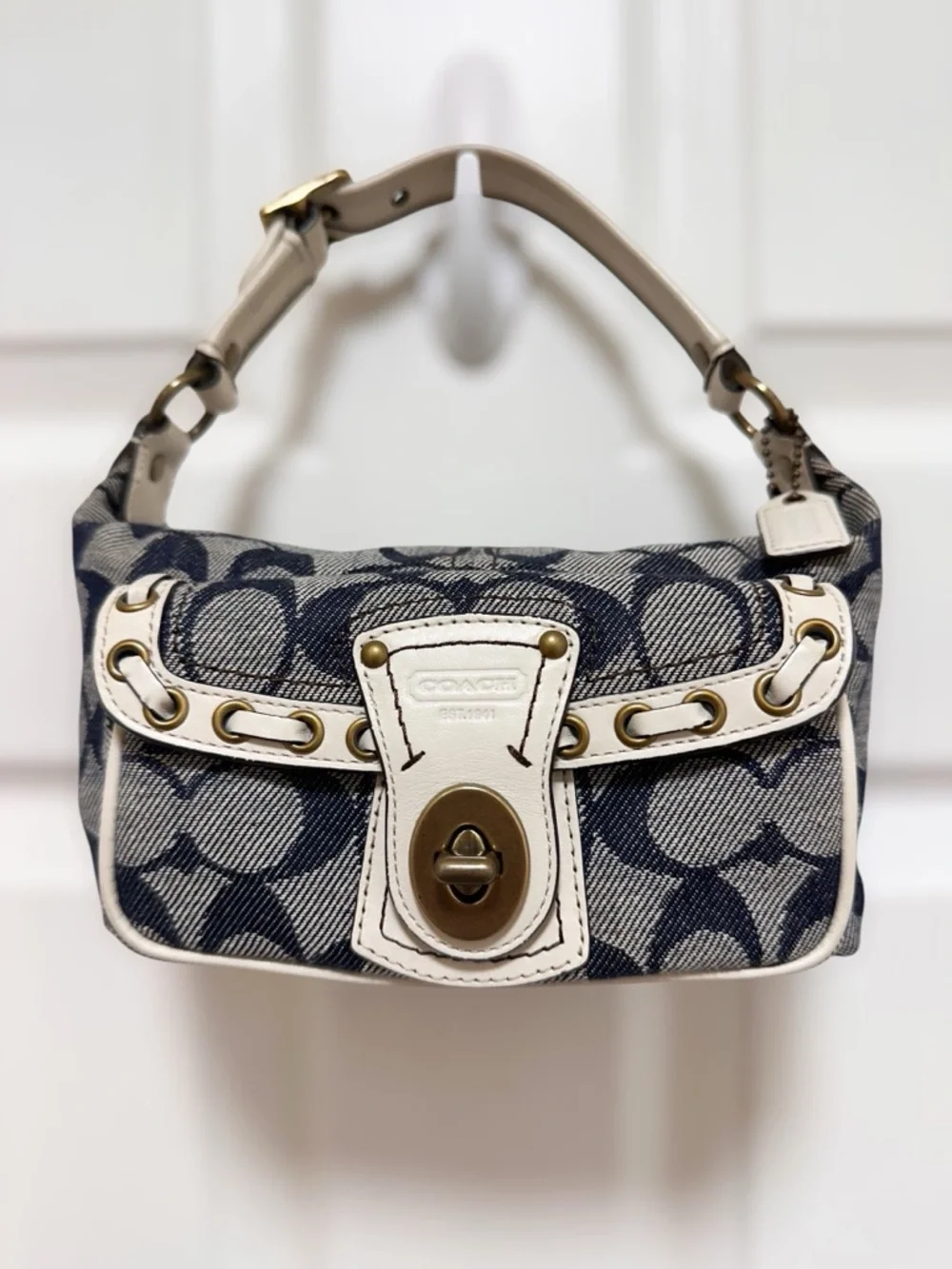 Coach 2006 Legacy Hamptons Mini Shoulder Bag Denim Signature Canvas Rare Y2K